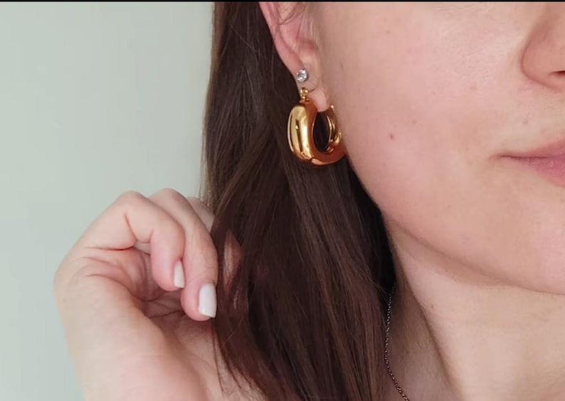 Chunky Stainless Steel Gold Earrings