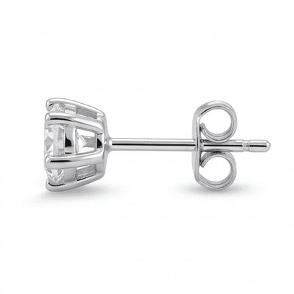 Moissanite stud earring on a white background