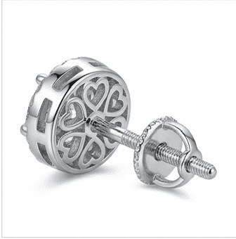 Back view of halo moissanite stud earrings showing secure setting in 925 sterling silver.