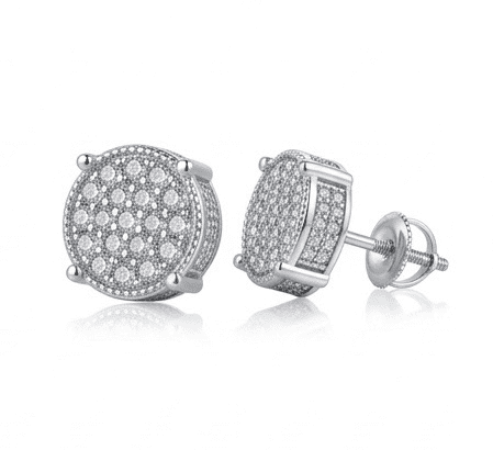 Side profile of Maverick moissanite stud earring, 1ctw hand set in 925 sterling silver.