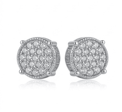 45-degree view of Maverick moissanite stud earrings, 1ctw hand set in 925 sterling silver.