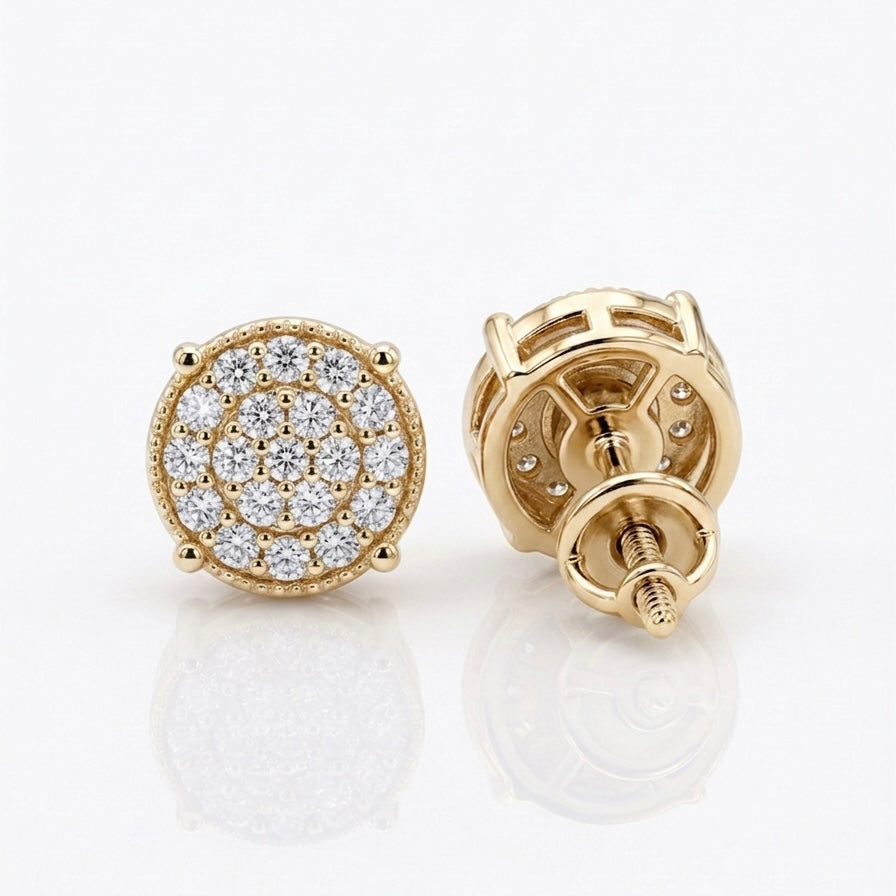 Back profile of Maverick moissanite stud earring showing secure post setting in 18K gold plated silver.
