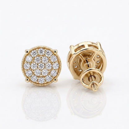 Back profile of Maverick moissanite stud earring showing secure post setting in 18K gold plated silver.