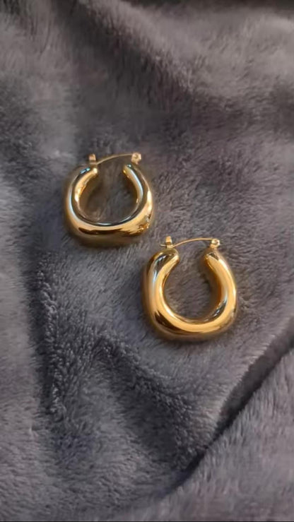 Chunky Stainless Steel Gold Earrings