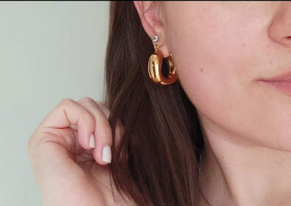 Chunky Stainless Steel Gold Earrings
