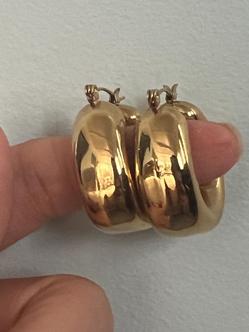 Chunky Stainless Steel Gold Earrings
