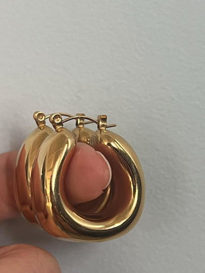 Chunky Stainless Steel Gold Earrings
