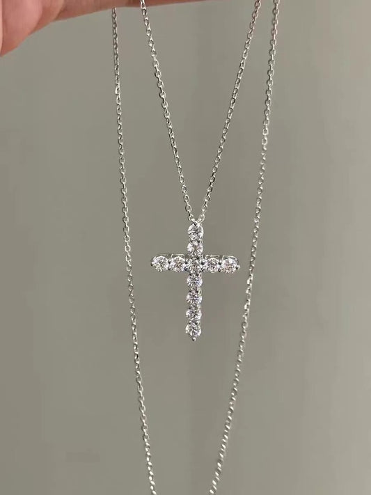 1.1-5.5ctw Moissanite Cross Necklace