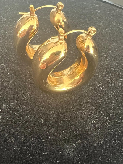 Chunky Stainless Steel Gold Earrings