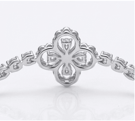 Back view of Dazzle moissanite bracelet showing secure setting in 925 sterling silver.