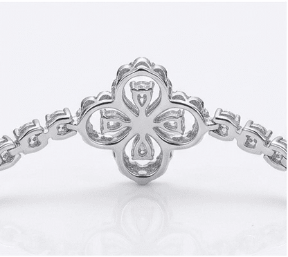 Back view of Dazzle moissanite bracelet showing secure setting in 925 sterling silver.