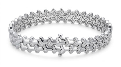 Close-up of Soldier moissanite bracelet showing secure clasp detail in 925 sterling silver.