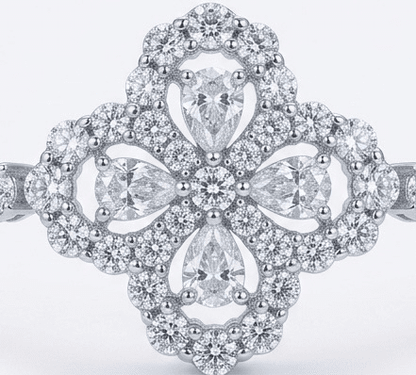 Close-up of Dazzle moissanite bracelet showcasing brilliant 4.5ctw hand set stones in sterling silver.