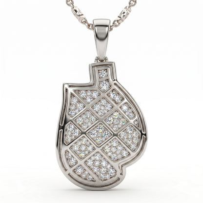 moissanite boxing glove pendant on a white background