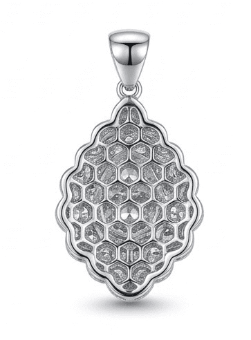 back view of Celestia moissanite pendant showing secure bail and setting in 925 sterling silver.