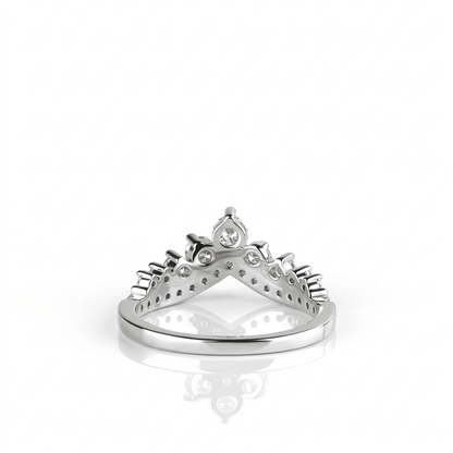 Back view of Evermore moissanite cluster ring showing secure multi-stone setting in 925 sterling silver.