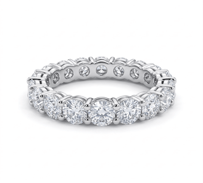 Eternity moissanite ring in the white background 