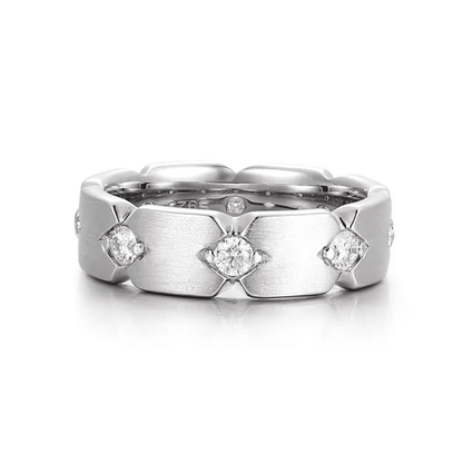 Nama moissanite ring, 3.6ctw fully hand set in 925 sterling silver, front view.