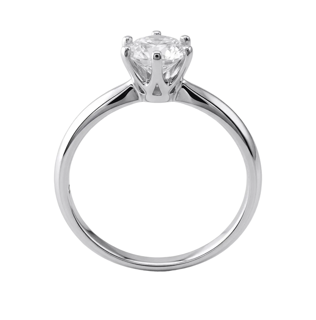 Moissanite ring on a light gray background
