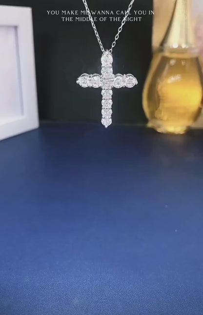 1.1-5.5ctw Moissanite Cross Necklace
