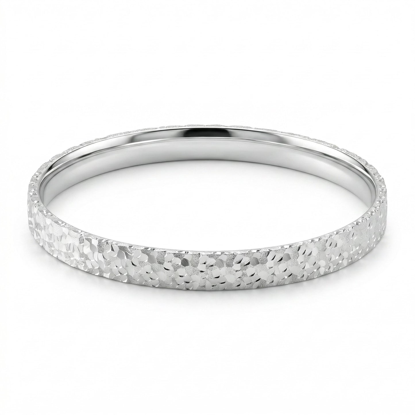 Mermaid Scale 925 sterling silver bangle with intricate mermaid scale pattern design, front view on white background.