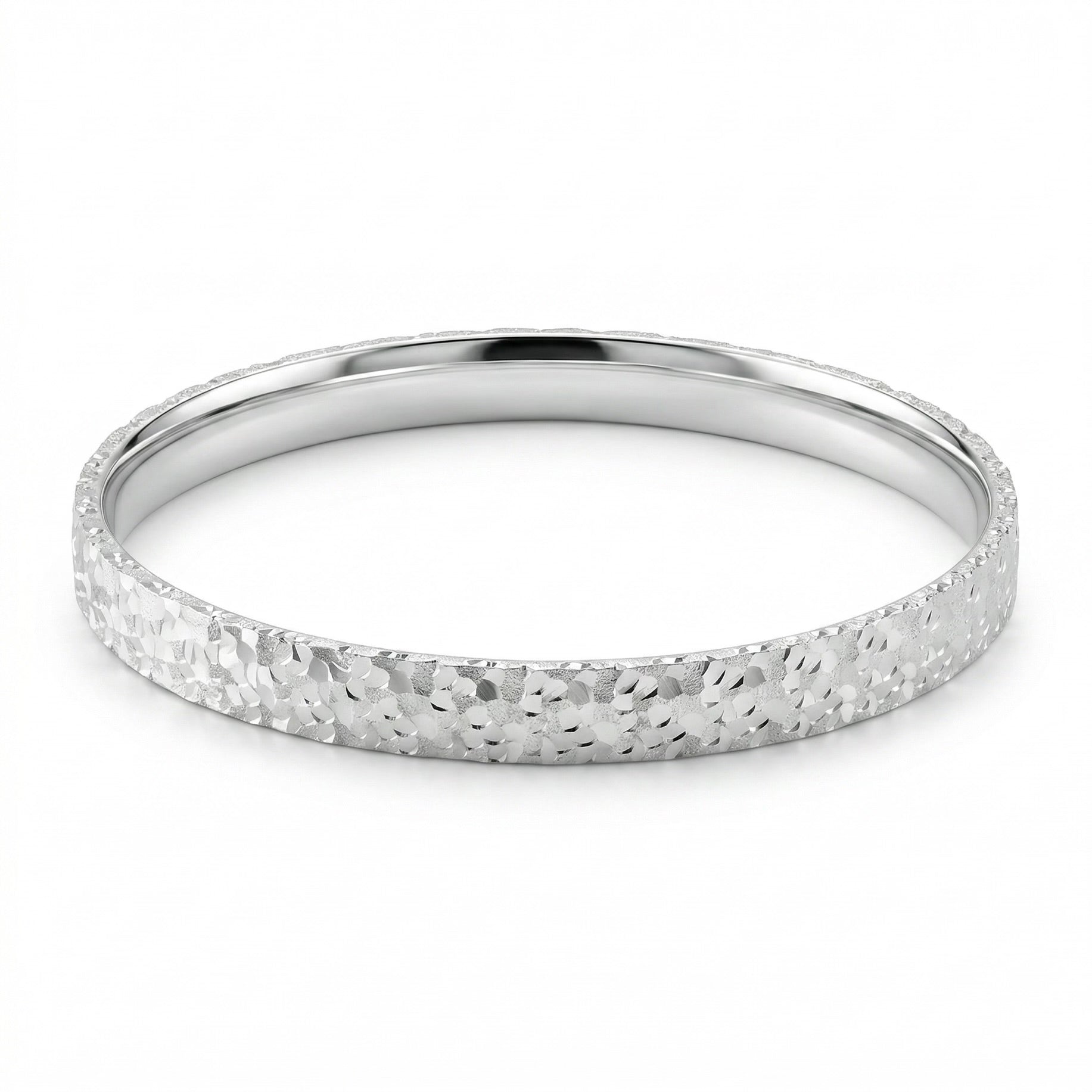 Mermaid Scale 925 sterling silver bangle with intricate mermaid scale pattern design, front view on white background.