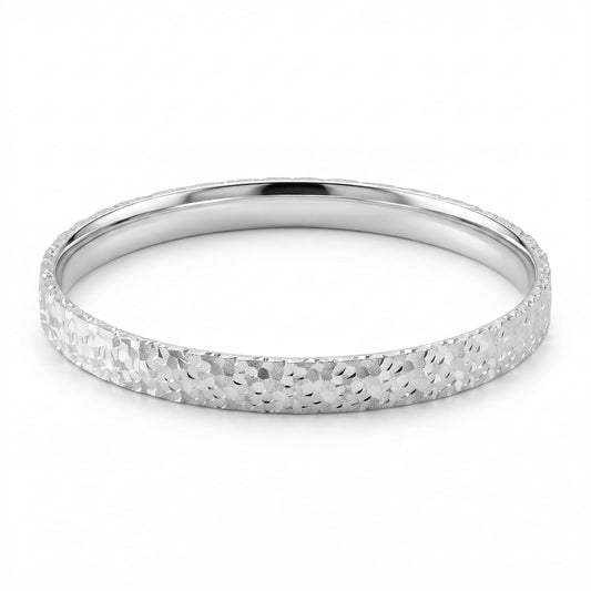 Mermaid Scale 925 sterling silver bangle with intricate mermaid scale pattern design, front view on white background.