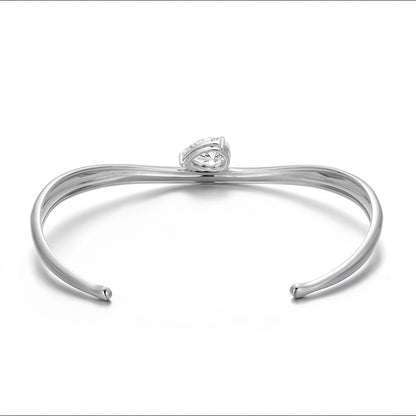 Back view of Helena moissanite bangle, 2ct pear moissanite hand set in 925 sterling silver.